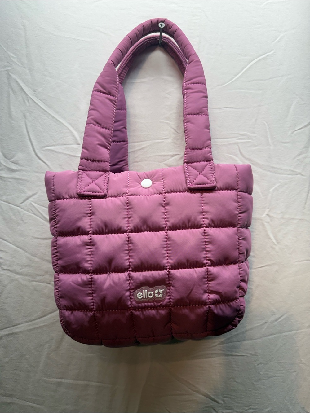 Ello Quilted Puffer Tote Bag Mauve Purple Pink Padded Shoulder Bag